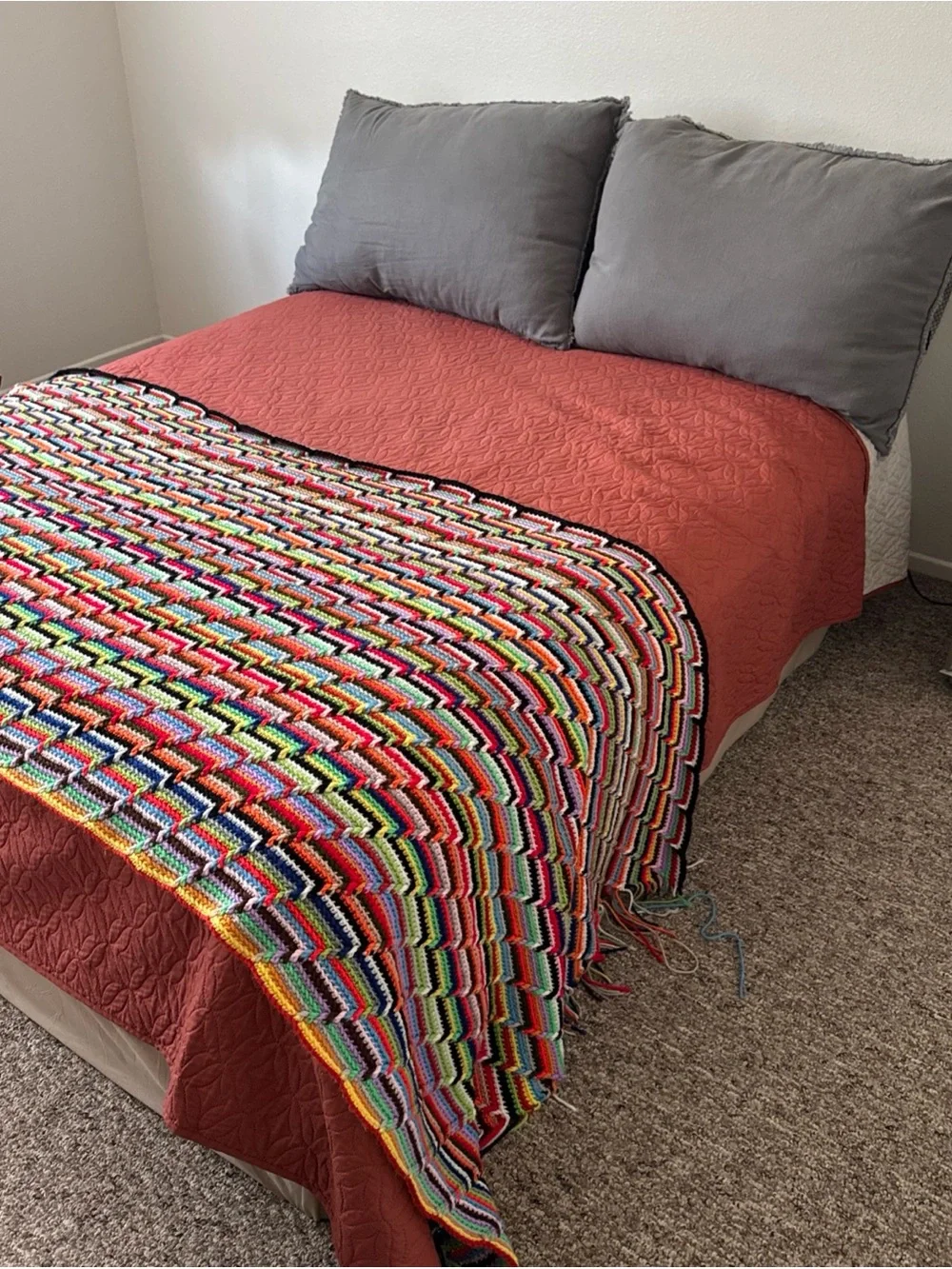 Colorful Multistripe Crochet Throw Blanket - Vibrant Stripes